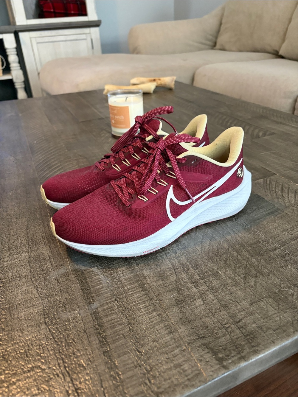 Nike Women's Maroon Athletic Sneakers with White Swoosh